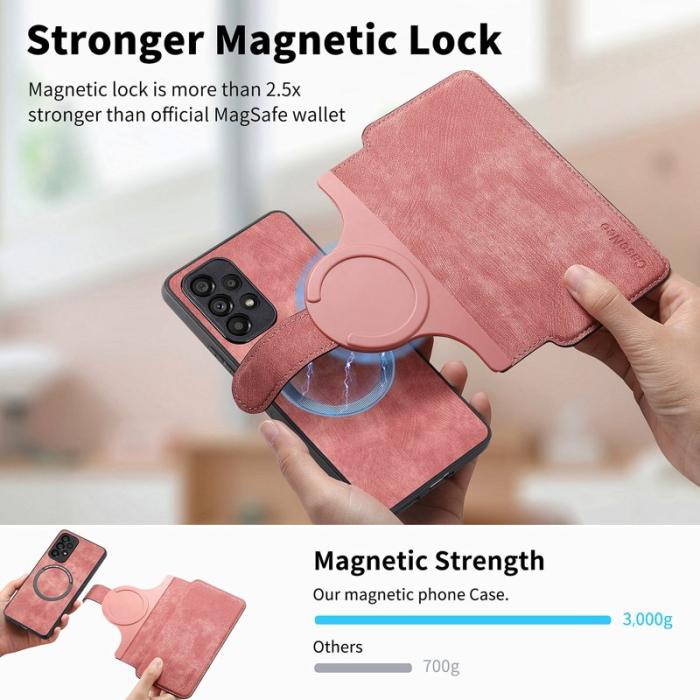 CASENEO - CASENEO Magnetic Case för Samsung Galaxy A53 5G - Läder - Rosa