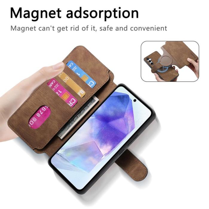 CASENEO - CASENEO Magnetic Case för Samsung Galaxy A55 5G - Läderfodral Brun
