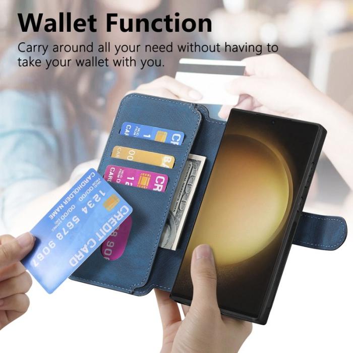 CASENEO - CASENEO Samsung Galaxy S23 Ultra Fodral Äkta läder - Mörkblå