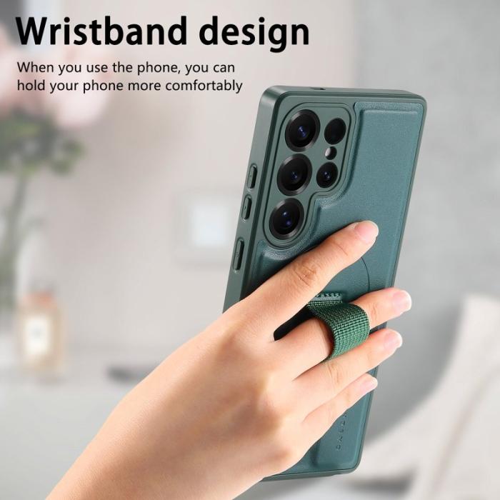 CASENEO - CASENEO Samsung Galaxy S25 Ultra Fodral - PU Läder + PC - Grön