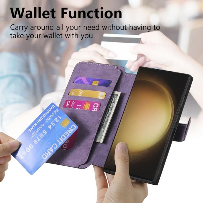CASENEO - CASENEO Samsung Galaxy S23 Ultra Fodral Äkta läder - Lila