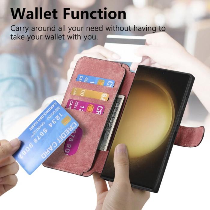 CASENEO - CASENEO Samsung Galaxy S23 Ultra Fodral - Äkta läder - Rosa