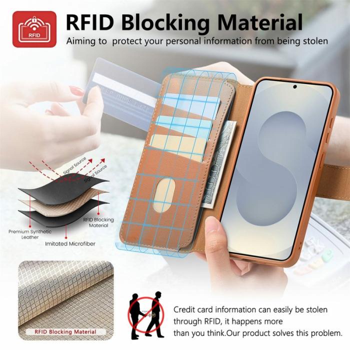 CASENEO - CASENEO Samsung Galaxy S25+ Fodral Äkta läder - Brun