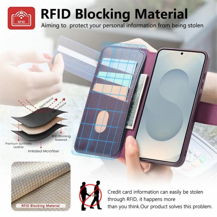 CASENEO - CASENEO Samsung Galaxy S25+ Fodral Äkta läder - Lila