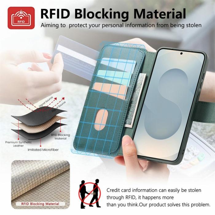 CASENEO - CASENEO Samsung Galaxy S25+ Fodral Äkta läder - Grön