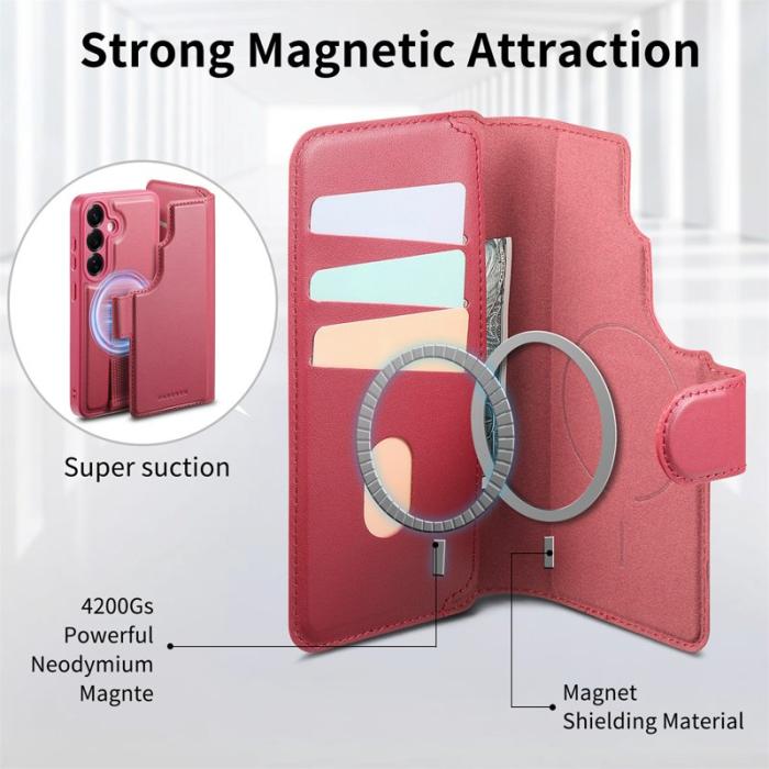 CASENEO - CASENEO Samsung Galaxy S25 Fodral RFID Blocking Läder - Röd