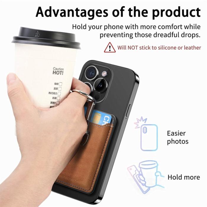 CASENEO - CASENEO MC-W8 Magnetisk Kortväska i Äkta Läder - Brun