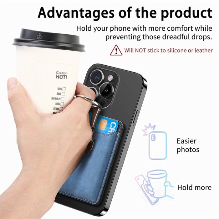 CASENEO - CASENEO MC-W8 Magnetisk Kortväska i Äkta Läder - Blå