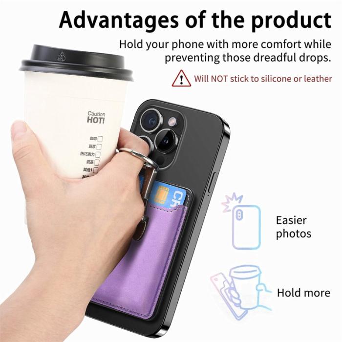 CASENEO - CASENEO MC-W8 Magnetisk Kortväska i Äkta Läder - Lila