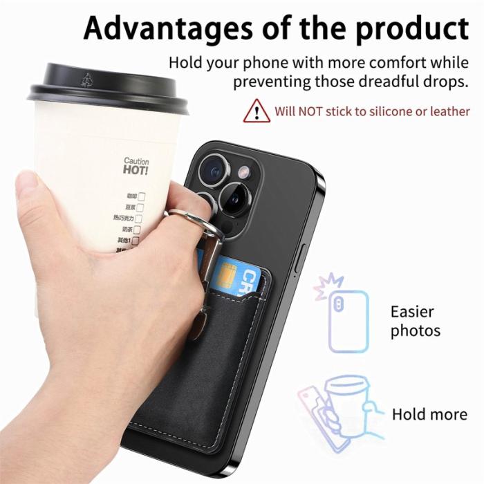 CASENEO - CASENEO MC-W8 Magnetisk Kortväska i Äkta Läder - Svart