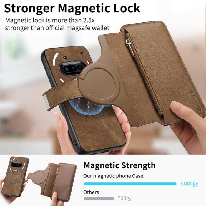 CASENEO - CASENEO MW-02 Fodral för Nothing Phone (3a) - Äkta läder - Brun