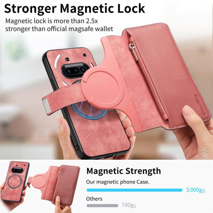 CASENEO - CASENEO Fodral för Nothing Phone (3a) Äkta läder - Pink