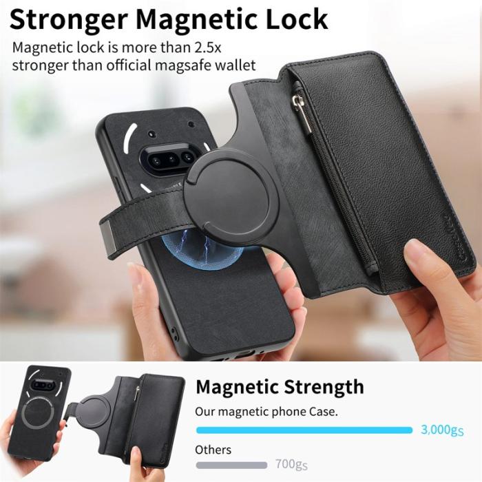 CASENEO - CASENEO Fodral för Nothing Phone (3a) - Äkta läder - Svart