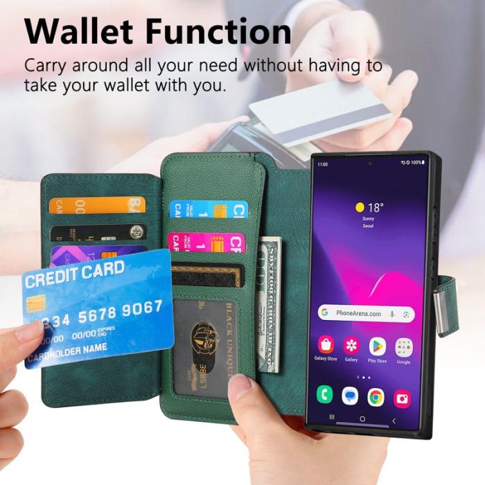 CASENEO - CASENEO MW-02 Samsung Galaxy S24 Ultra Fodral PU Läder - Grön