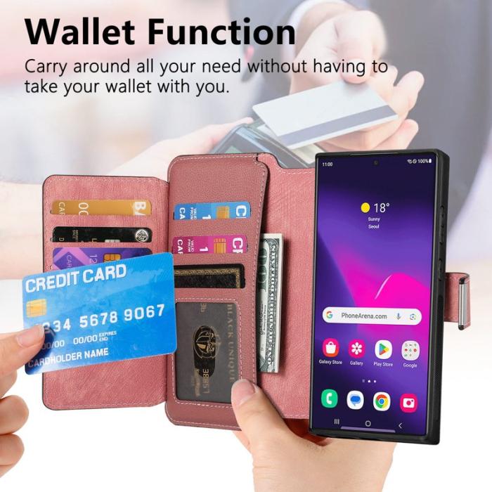 CASENEO - CASENEO MW-02 Samsung Galaxy S24 Ultra Fodral - PU Läder - Rosa