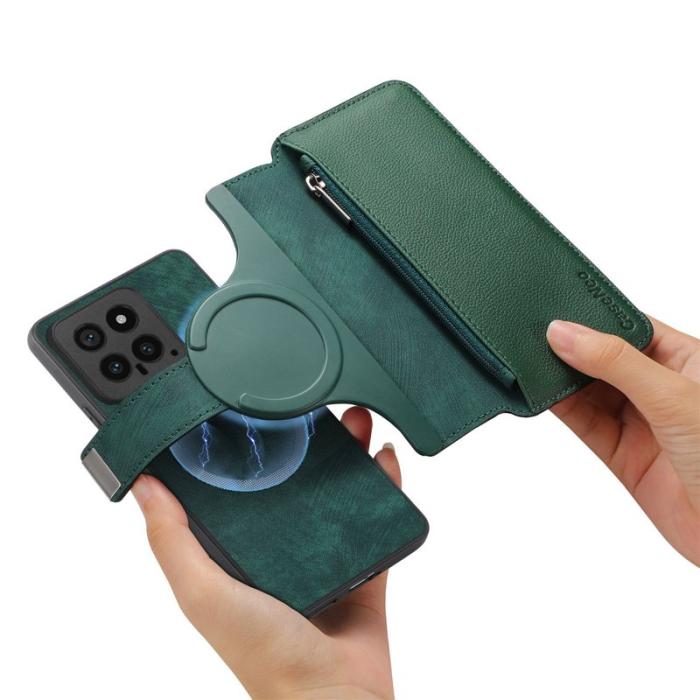 CASENEO - CASENEO MW-02 Fodral för Xiaomi 14 Läder Magnetisk Grön