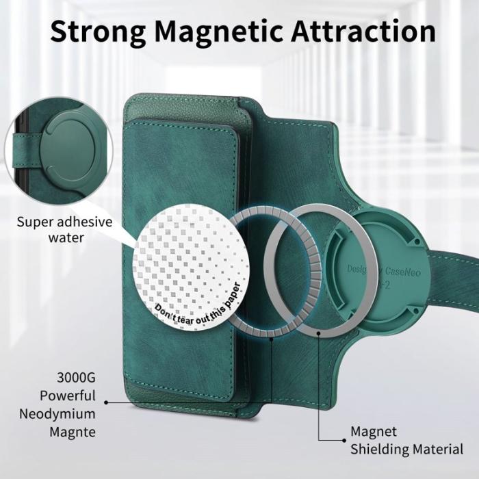 CASENEO - CASENEO MW-02 Fodral för Xiaomi 14 Läder Magnetisk Grön