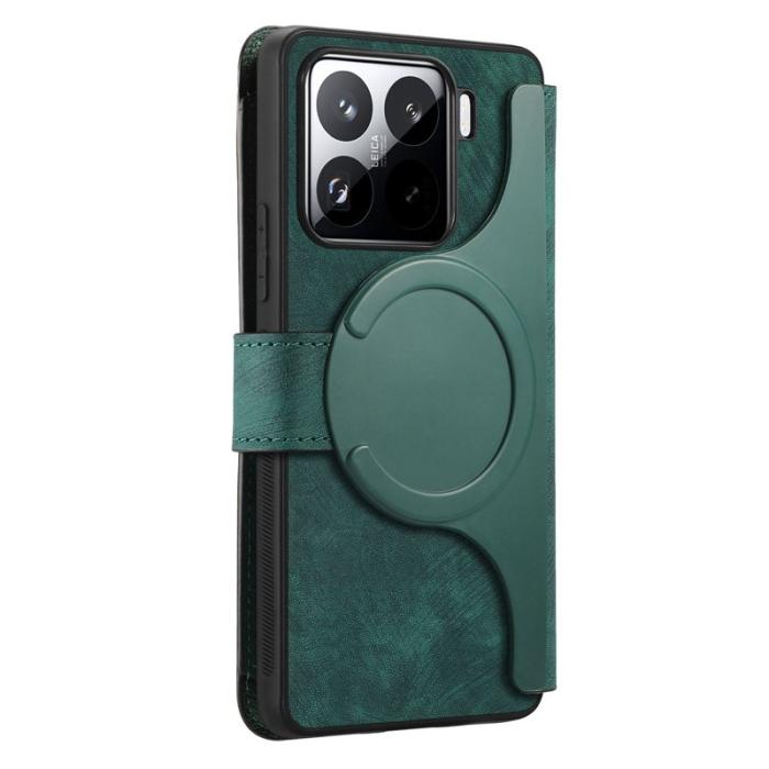 CASENEO - CASENEO MW-02 för Xiaomi 15 Fodral Magnetiskt Läder - Grön