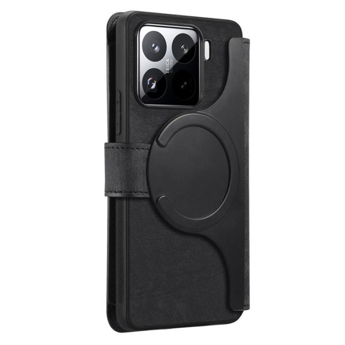 CASENEO - CASENEO MW-02 Fodral för Xiaomi 15 Pro Svart Läder Flip Cover