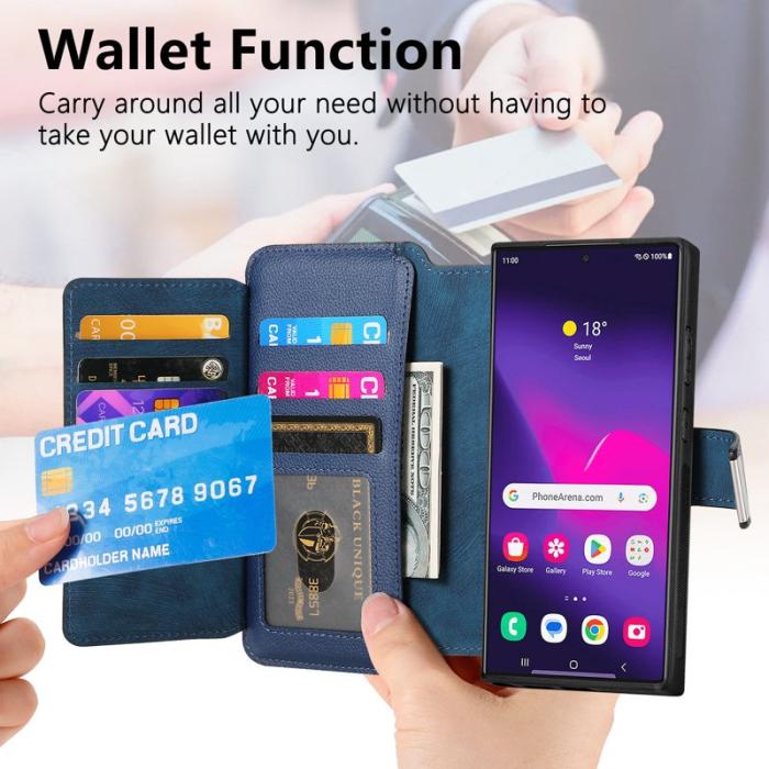 CASENEO - CASENEO MW-02 Samsung Galaxy S24 Ultra Fodral PU Läder - Mörkblå