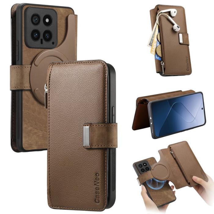CASENEO - CASENEO MW-02 Xiaomi 14 Läderfodral Magnetisk Brun