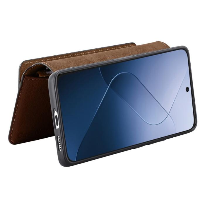 CASENEO - CASENEO MW-02 Xiaomi 14 Läderfodral Magnetisk Brun