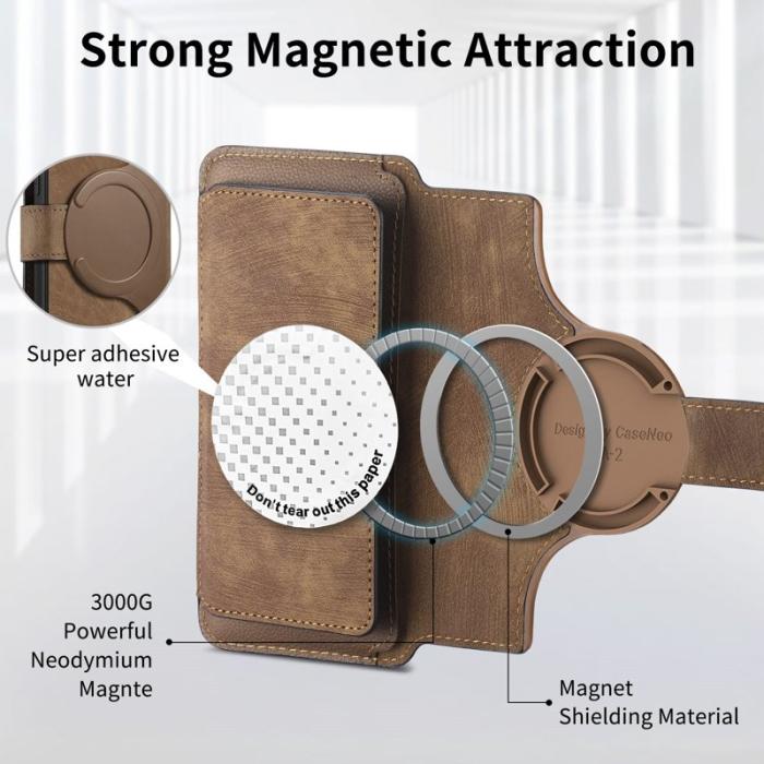 CASENEO - CASENEO MW-02 Xiaomi 14 Läderfodral Magnetisk Brun