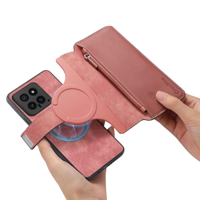 CASENEO - CASENEO MW-02 Xiaomi 14 Läderfodral Magnetisk Rosa