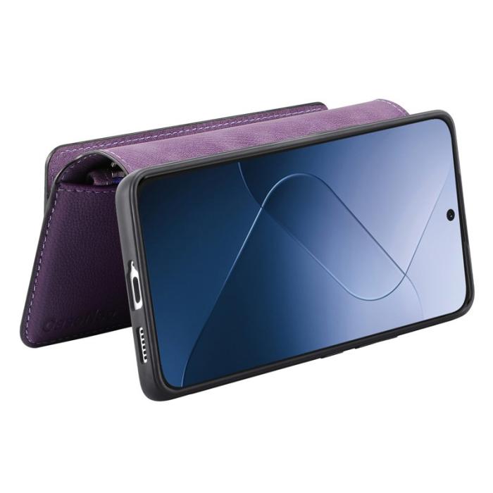 CASENEO - CASENEO MW-02 Xiaomi 14 Läderfodral Magnetiskt Lila