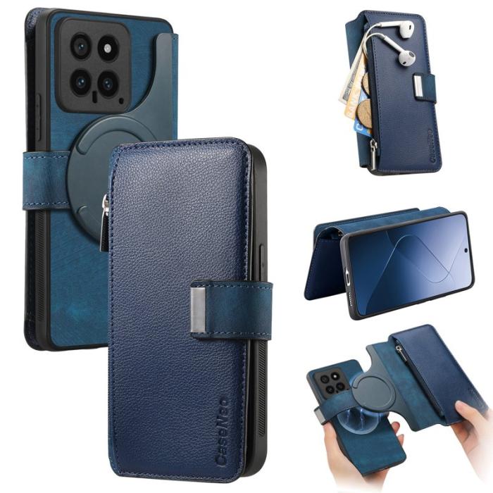 CASENEO - CASENEO MW-02 Xiaomi 14 Läderfodral Magnetiskt Mörkblå