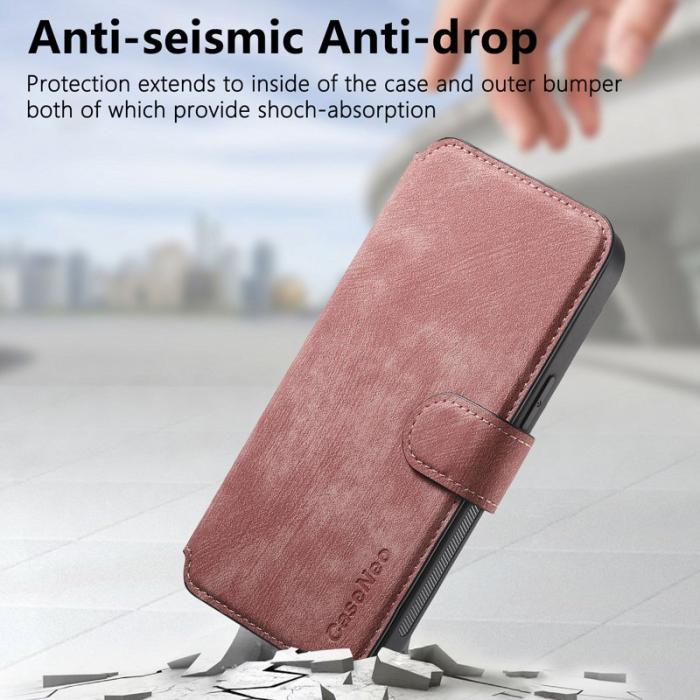 CASENEO - CASENEO MW-03 iPhone 13 Pro Skal med Plånbok Läder TPU - Rosa