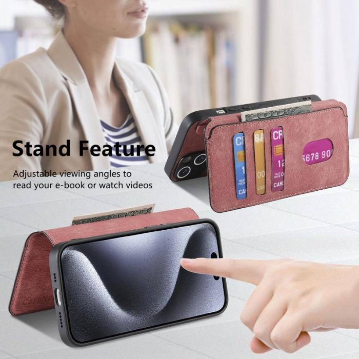 CASENEO - CASENEO MW-03 iPhone 13 Pro Skal med Plånbok Läder TPU - Rosa