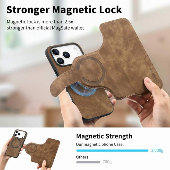 CASENEO - CASENEO MW-03 iPhone 17 Pro Fodral med Avtagbar Plånbok - Brun