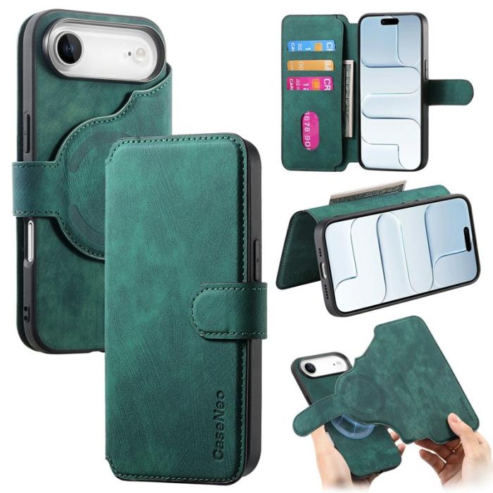 CASENEO - CASENEO MW-03 iPhone Air Fodral med Avtagbart Plånbok Grön