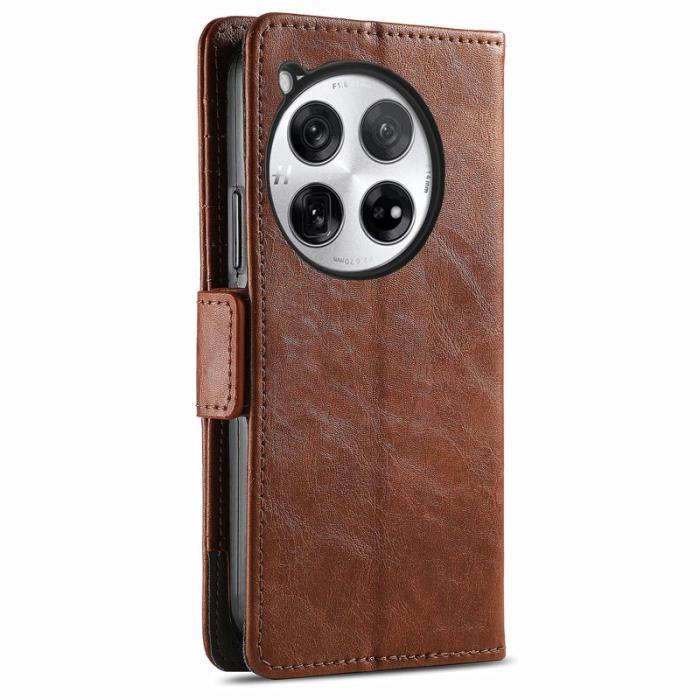 CASENEO - CASENEO OnePlus 12 5G Fodral PU Läder Ställ Dark Brown