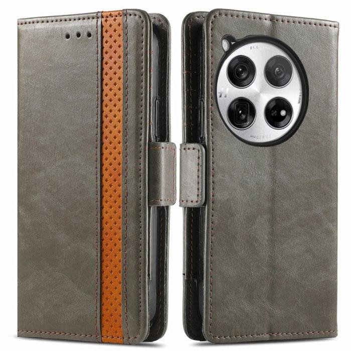 CASENEO - CASENEO OnePlus 12 5G Fodral PU Läder Ställ med RFID Grå