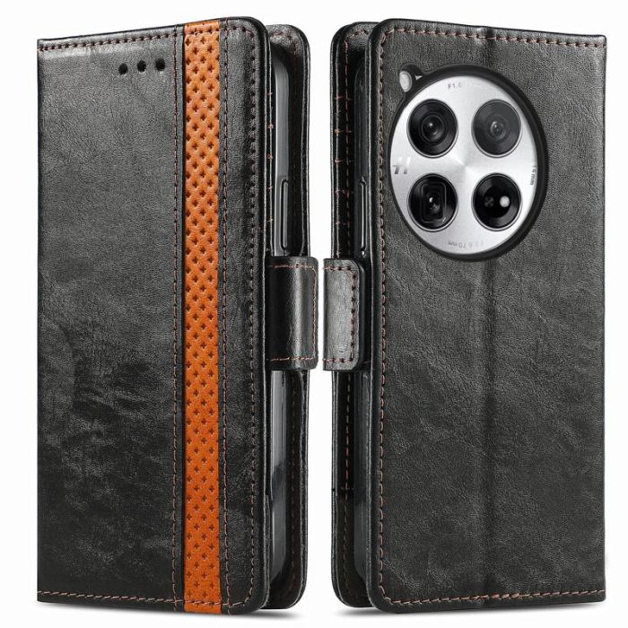 CASENEO - CASENEO OnePlus 12 5G Fodral PU Läder Ställ med RFID Svart