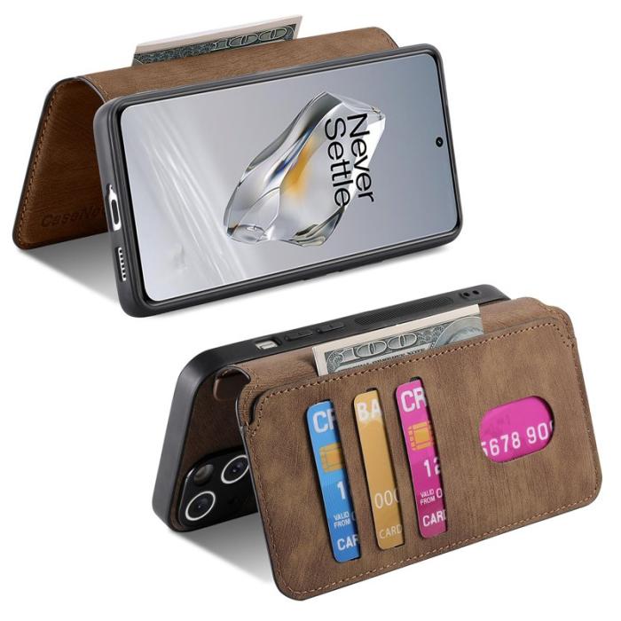 CASENEO - CASENEO OnePlus 12 5G Magnetiskt Fodral i Läder - Brun