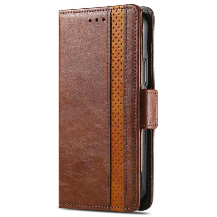 CASENEO - CASENEO Samsung Galaxy A35 5G Fodral PU Läder Ställ Dark Brown