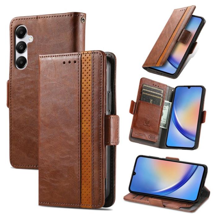 CASENEO - CASENEO Samsung Galaxy A35 5G Fodral PU Läder Ställ Dark Brown