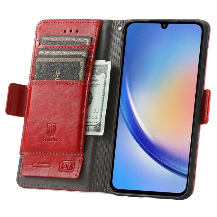 CASENEO - CASENEO Samsung Galaxy A35 5G Fodral PU Läder Ställ - Röd