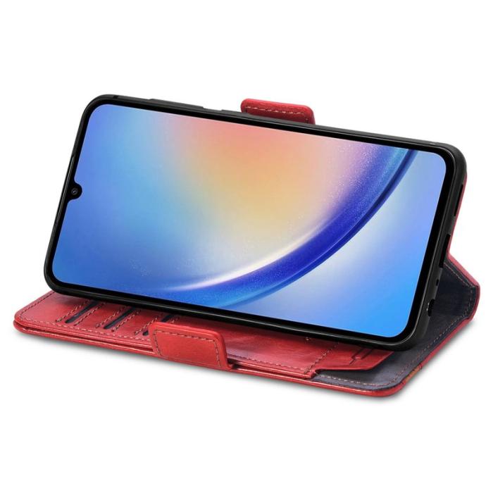 CASENEO - CASENEO Samsung Galaxy A35 5G Fodral PU Läder Ställ - Röd