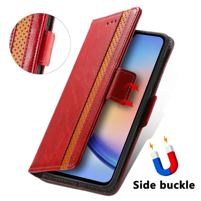 CASENEO - CASENEO Samsung Galaxy A35 5G Fodral PU Läder Ställ - Röd