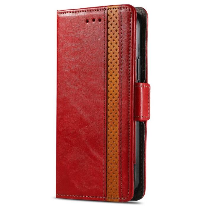 CASENEO - CASENEO Samsung Galaxy A35 5G Fodral PU Läder Ställ - Röd