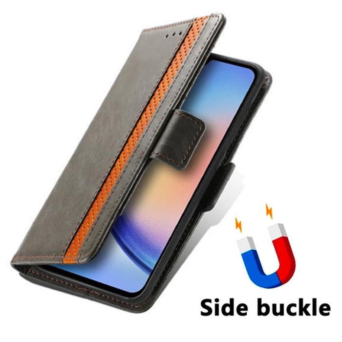 CASENEO - CASENEO Samsung Galaxy A35 5G Skal PU Läder Ställ Grey