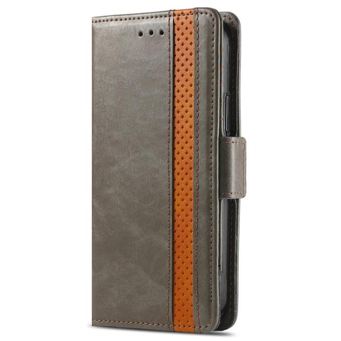 CASENEO - CASENEO Samsung Galaxy A35 5G Skal PU Läder Ställ Grey