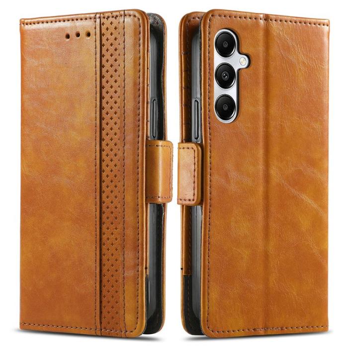 CASENEO - CASENEO Samsung Galaxy A35 5G Skal PU Läder Ställ Light Brown