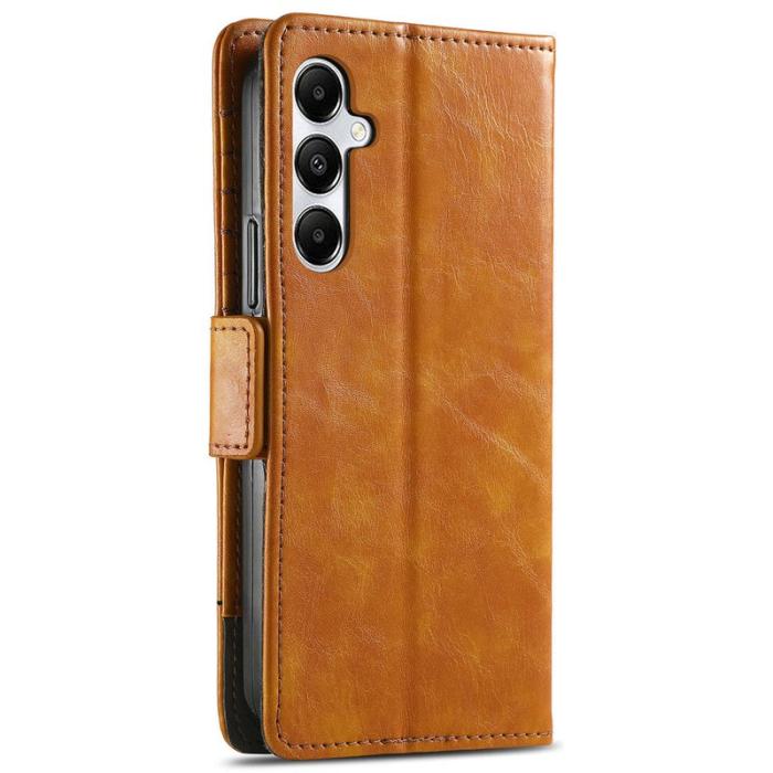 CASENEO - CASENEO Samsung Galaxy A35 5G Skal PU Läder Ställ Light Brown
