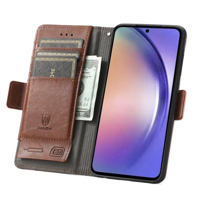 CASENEO - CASENEO Samsung Galaxy A55 5G Fodral PU Läder Ställ Dark Brown