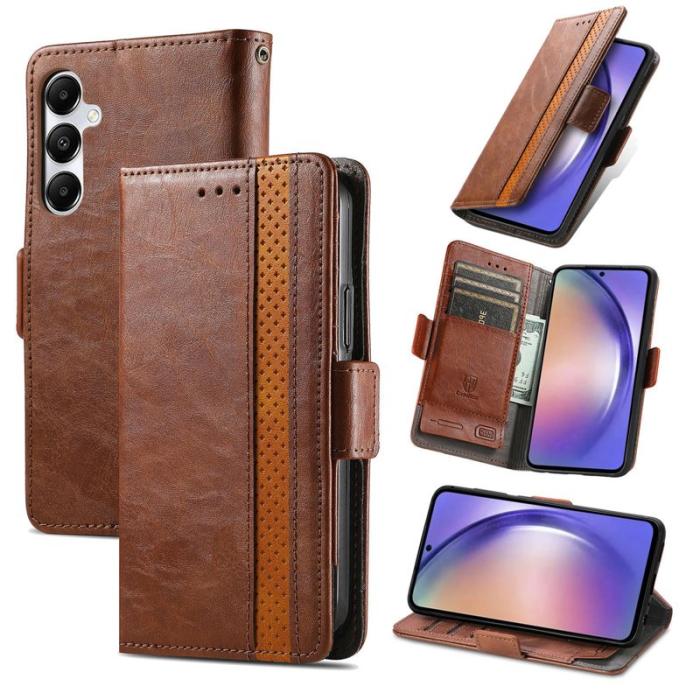 CASENEO - CASENEO Samsung Galaxy A55 5G Fodral PU Läder Ställ Dark Brown